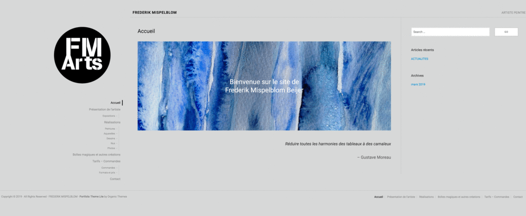 Le site d'un artiste peintre
